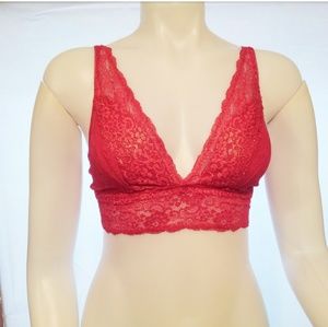 Soma Red Lace Plunge Bralette (M)